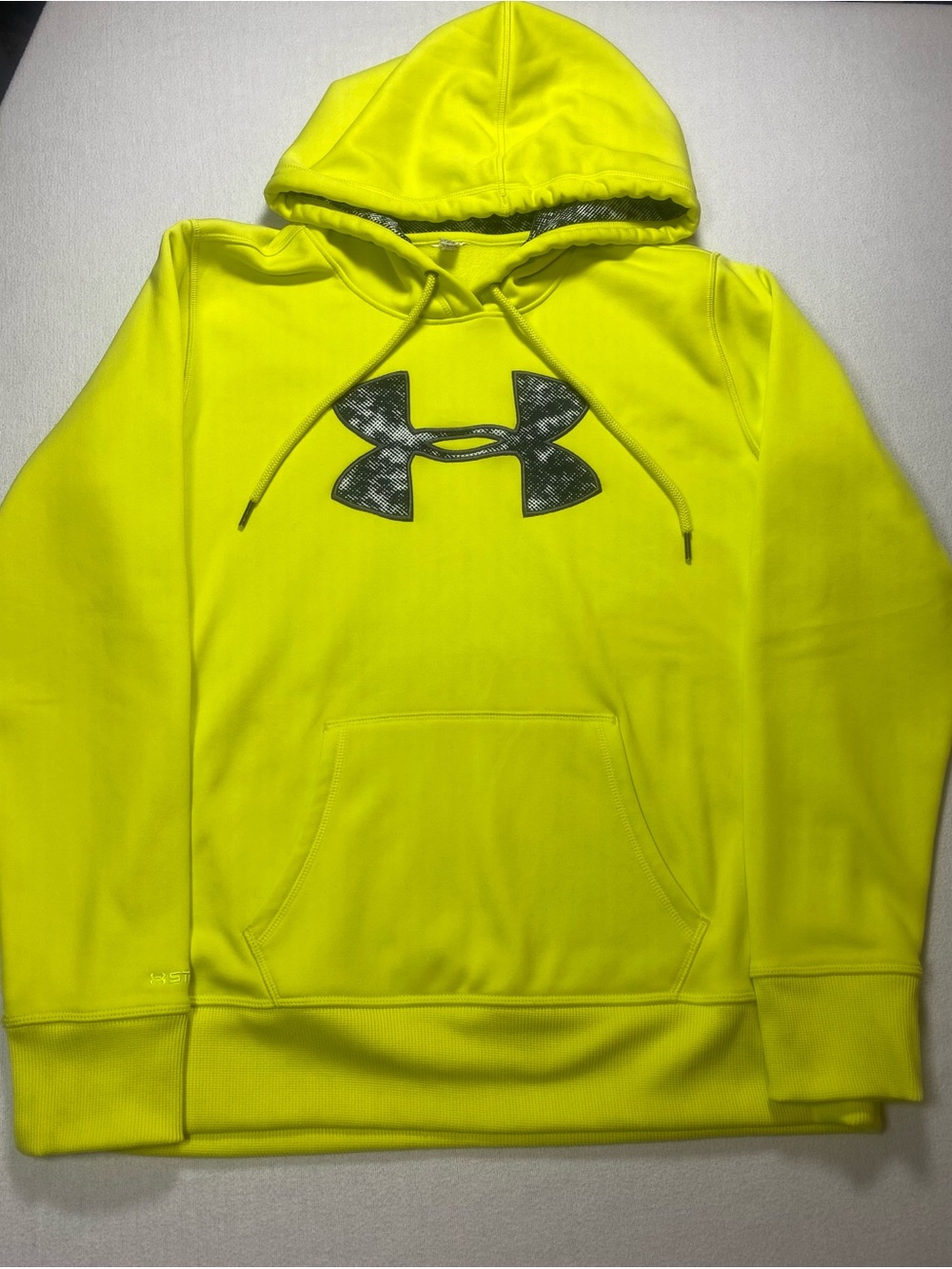 Under Armour Neon Yellow Pullover Hoodie with Black Logo. See description.